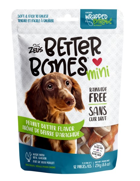 Better Bones - Peanut Butter, Chicken-Wrapped Mini Bones 12pk