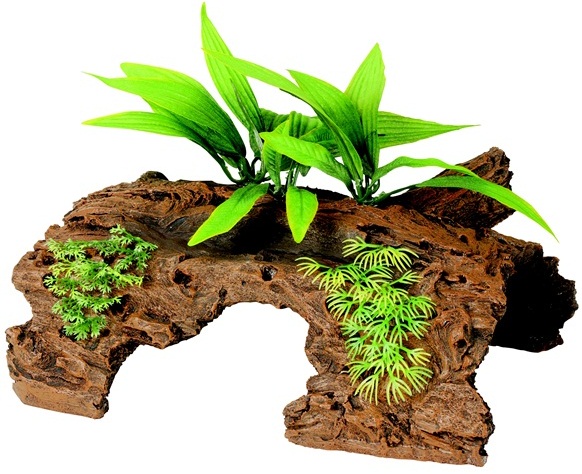 Malaysian 1/2 Log Driftwood with Plants Large - Click Image to Close