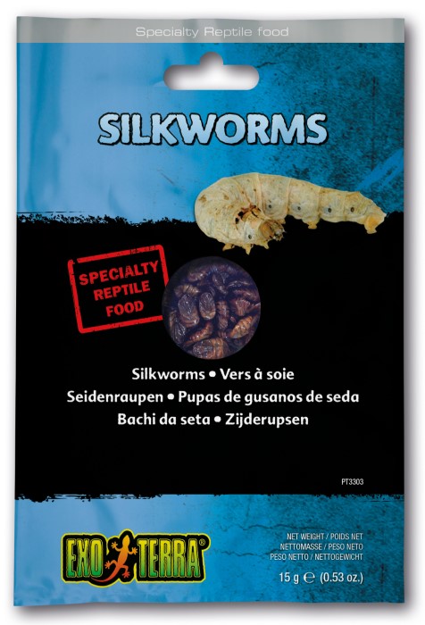 Exo Terra Vacuum Packed Reptile Foods Silkworms 15 gr