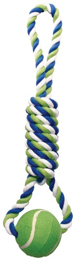 Multicoloured Spiral Tug with Tennis Ball - Click Image to Close