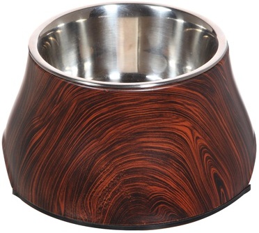 Dog Dish with Wood Finish Pattern - Click Image to Close