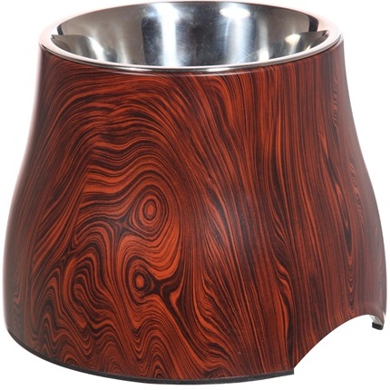 Elevated Dog Dish with Wood Finish Pattern - Click Image to Close