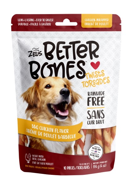 Zeus Better Bones - BBQ Chicken Flavor -Wrapped Twists 10 pack