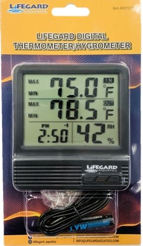 Economically Efficient Digital Thermometer / Hygrometer - Lifegard Aquatics,  thermometer clock 