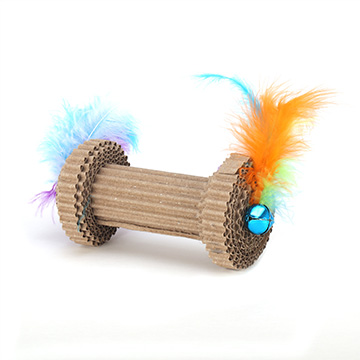 Corrugated Cat Toy Barbell Roller